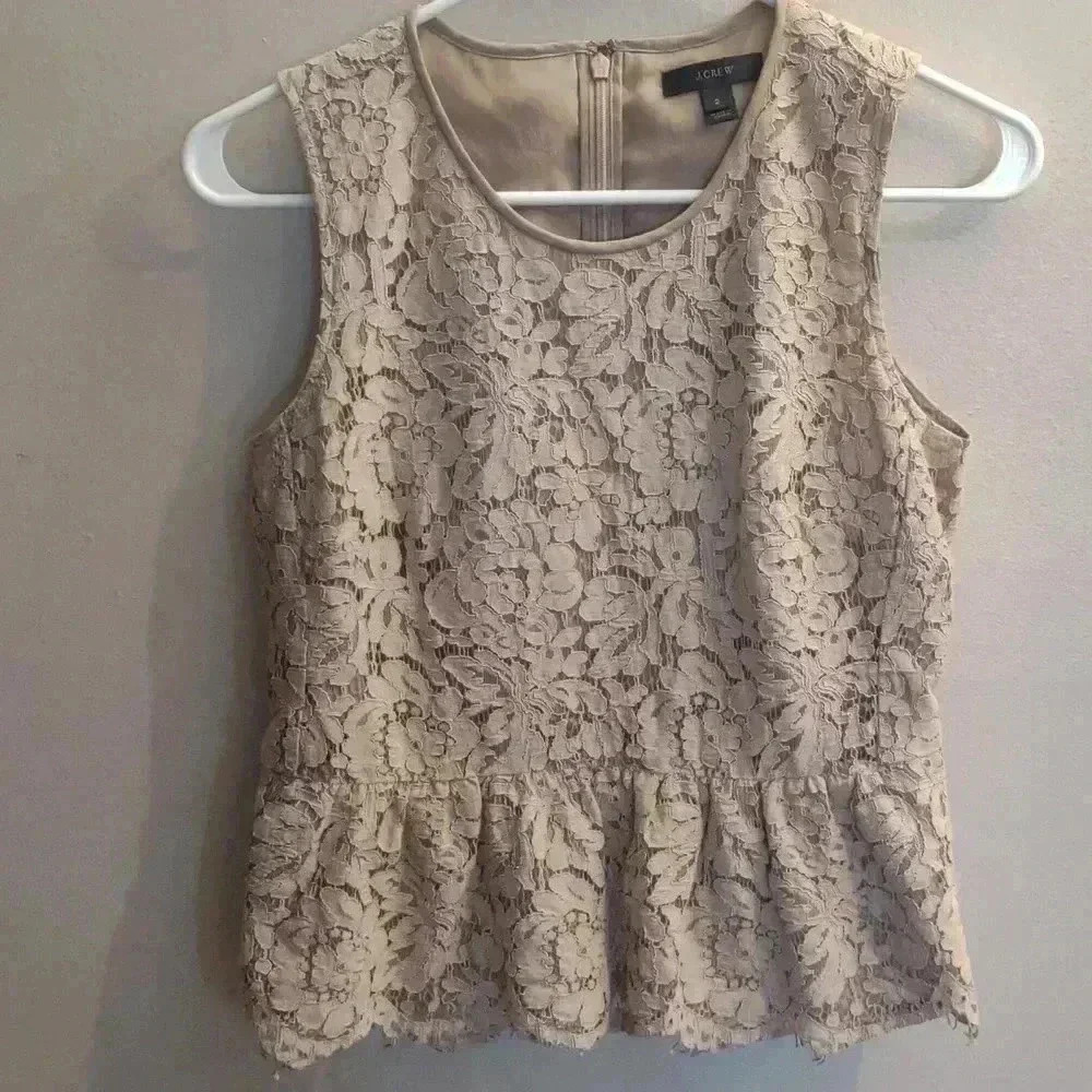 J. Crew lace‎ tank top creamy beige size 2